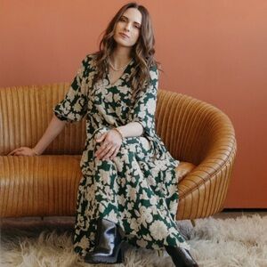 Zara green floral midi dress